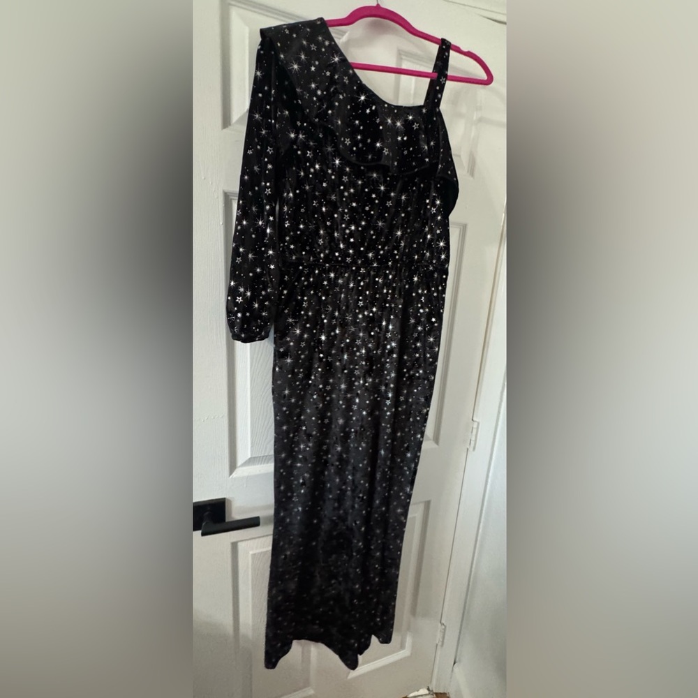 Justice Black Sequin One Shoulder Sundress